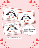 Puffin Valentines | Cards for Classroom and Home