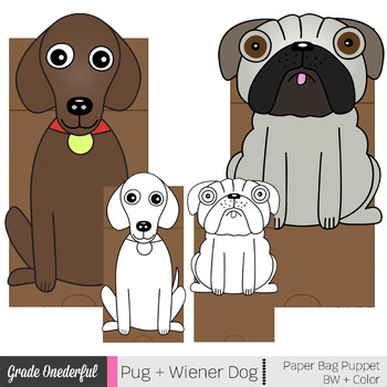 Preview of Pug and Wiener Dog Paper Bag Puppets