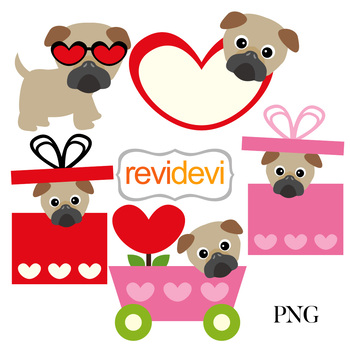 Preview of Pug clip art for Valentine