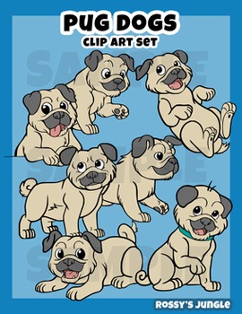 Preview of Pug dogs clip art set