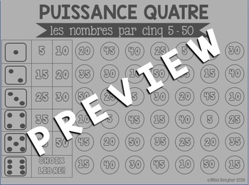 Tableau du 100 jeu puissance 4 : écrire les nombres en lettres (CP et plus)  