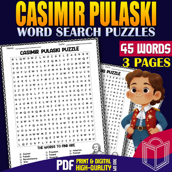 Preview of Pulaski Puzzle Pursuit: Exciting Word Searches Celebrating Casimir Pulaski