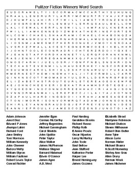 Pulitzer Prize Fiction Winners Crossword Word Search with KEYS