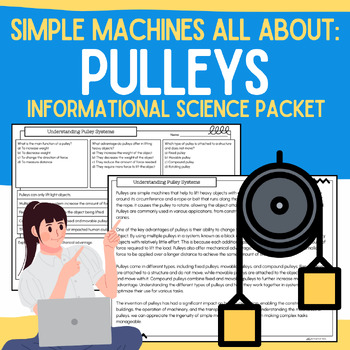 Preview of Pulleys: Simple Machines: Informational Articles, Worksheets, & Vocabulary Pack