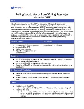Preview of Pulling Vocab Words from Writing Passages with ChatGPT | AI Integration Lesson