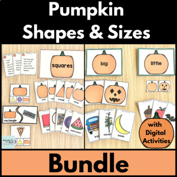 Preview of Pumpkin 2-D Shapes and Sizes Sorting & Matching Bundle for October or Fall