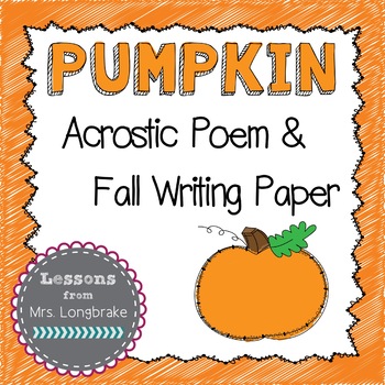 Preview of Pumpkin Acrostic Poem & Fall Writing Paper Freebie