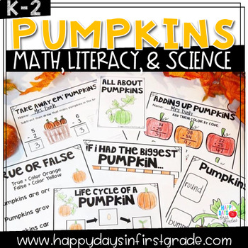Preview of Pumpkin Activities- Math, Literacy, & Science (Kindergarten, 1st, & 2nd Grade)