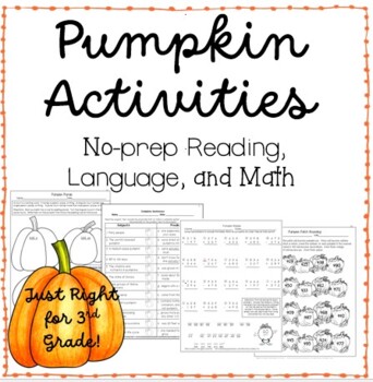 Preview of Pumpkin Activities No-Prep Reading, Language and Math