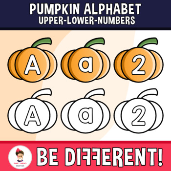 Preview of Pumpkin Alphabet Clipart Letters Uppercase Lowercase Numbers Halloween