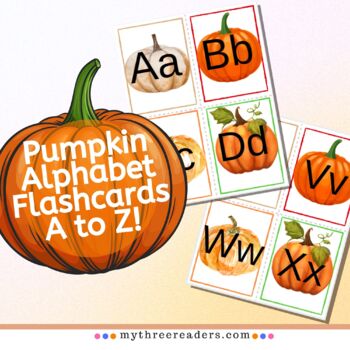 Pumpkin Alphabet Flashcards Printable Activity by My Three Readers