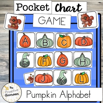 Preview of Pumpkin Alphabet Pocket Chart Game | Letter Identification | Preschool | Fall