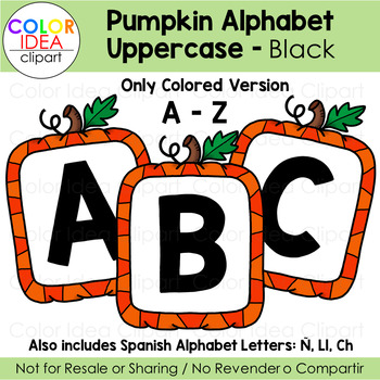 Pumpkin Alphabet Uppercase-Black Letters by Color Idea | TPT