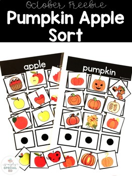 Preview of Pumpkin Apple Sort for Special Education FREE