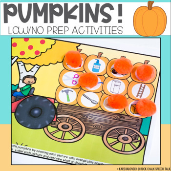 Preview of Preschool Pumpkin Activities for Speech Therapy: No Prep/Low Prep