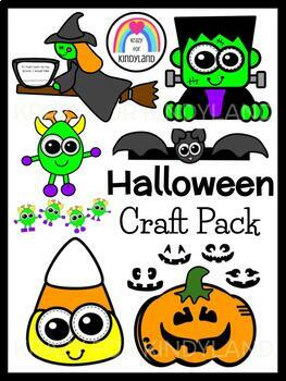 Preview of Pumpkin, Bat Hat, Witch, Candy Corn, Frankenstein - Halloween Craft Bundle