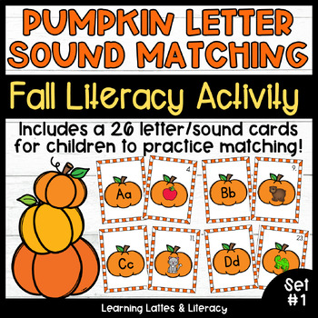 Preview of Pumpkin Beginning Sound Matching Set #1 Initial Sound Letter Kindergarten Center