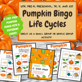 Preview of Pumpkin Bingo Game for UTK, Preschool, Pre-K, TK, Kindergarten, and First Grade