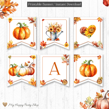 Pumpkin Birthday Banner, Pumpkin Theme. Fall Birthday, PRINTABLE