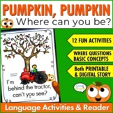 Pumpkin Book Activities Speech Therapy Fall or Halloween W