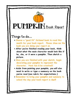 Preview of Pumpkin Book Report