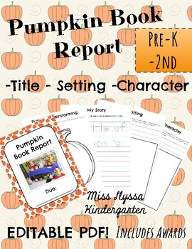 Preview of Pumpkin Book Report - Character Setting and Title