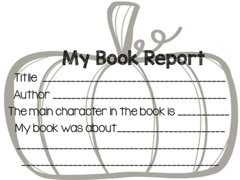 1st grade pumpkin book report