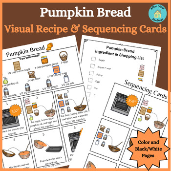Preview of Pumpkin Bread Visual Recipe (With Sequencing Cards)