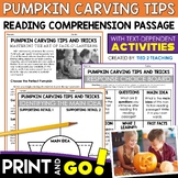 Pumpkin Carving Halloween Reading Comprehension Passage an