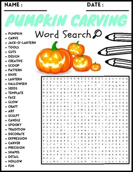 Pumpkin Carving Word Search Puzzle Worksheets Activities For Kids