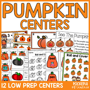 Preview of Pumpkin Centers Kindergarten Math and Literacy Activities