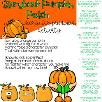 Preview of Pumpkin Character Book Project