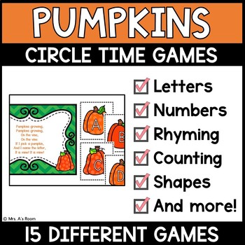 Preview of Pumpkin Circle Time Activities for Preschool & Pre-K Alphabet, Math