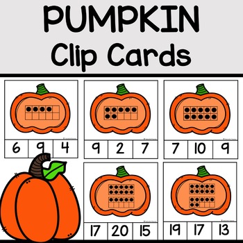 Pumpkin Clip Cards 1-20 Ten Frames by The Confetti Teacher | TpT