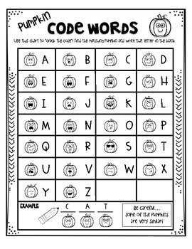 Pumpkin Code Words by Fit to be Firsties | Teachers Pay Teachers