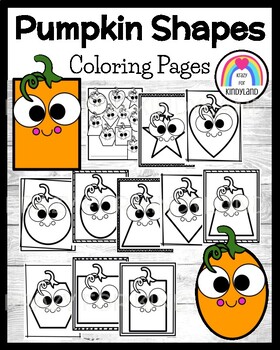 Preview of Pumpkin Coloring Pages - Shape Activity - Fall - Halloween - Kindergarten
