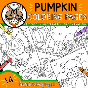 Preview of Pumpkin Coloring Pages for Preschool | Kindergarten | First Grade