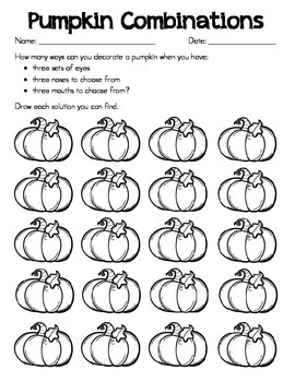 Pumpkin Combinations: Problem Solving Activity by Create Love Teach