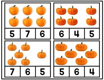 Pumpkin Count and Clip Cards 1-12 by Linda's Loft for Little Learners