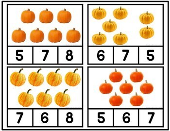 Pumpkin Count and Clip Cards 1-12 by Linda's Loft for Little Learners