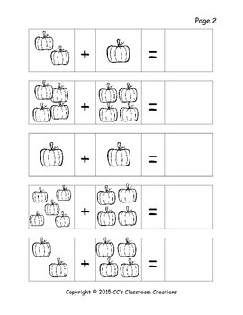 Pumpkin Cut and Paste Addition by CC's Classroom Creations | TpT