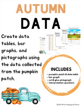 Preview of Pumpkin Patch Data - Fall Math Graph Activities - Autumn Cut & Glue Pictograph