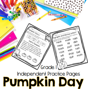 Preview of Pumpkin Day Grade 1 Fall Themed Unit- Phonics, Reading, Math Halloween