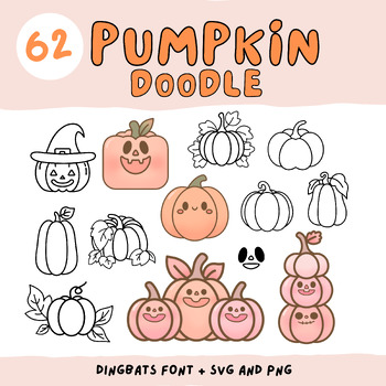 Preview of Pumpkin Doodle Font + Outline Clipart