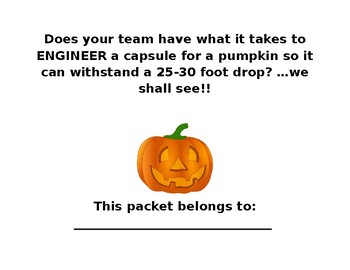 Preview of Pumpkin Drop Engineering Packet!