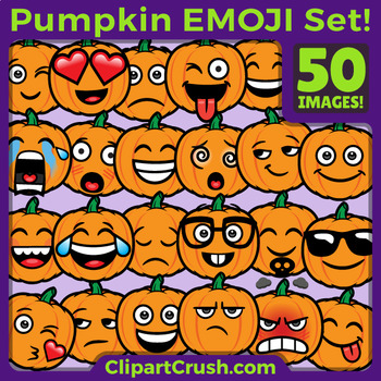 Preview of Pumpkin Emoji Clipart Faces / Pumpkin Fall Halloween Emojis Emotions Expressions