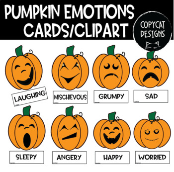 Preview of Pumpkin Emotions  Feeling Cards Matching Game Clipart
