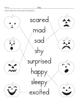 Pumpkin Emotions Matching Worksheet by Christine Begle | TpT