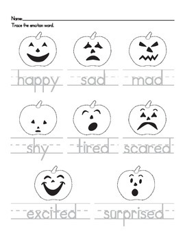 Pumpkin Emotions Tracing Worksheet by Christine Begle | TpT