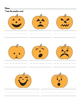 Pumpkin Emotions Tracing Worksheet by Christine Begle | TpT